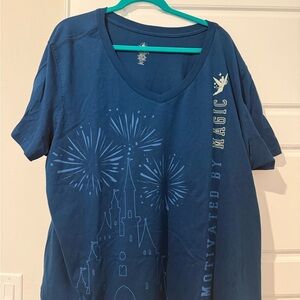 Disney Blue Short Sleeve Tee with Castle and Fireworks and matching leggings.